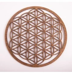 Blume des Lebens - aus Holz - 22 cm, dunkelbraun - 3er Pack