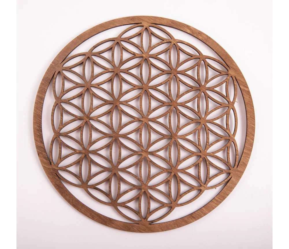 Blume des Lebens - aus Holz - 22 cm, dunkelbraun - 3er Pack