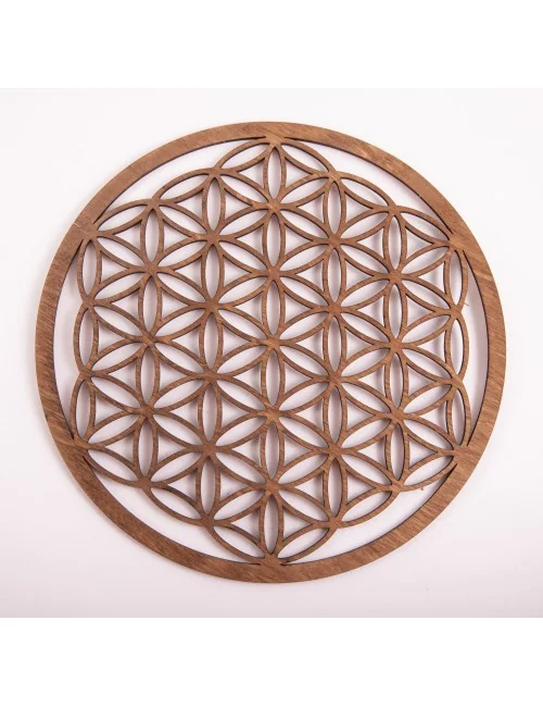 Blume des Lebens - aus Holz - 22 cm, dunkelbraun - 3er Pack