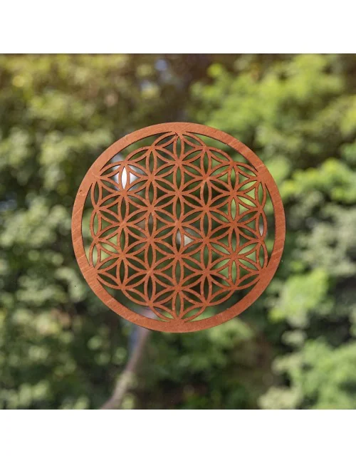 Blume des Lebens - aus Holz - 14,4 cm, dunkelbraun - 3er Pack