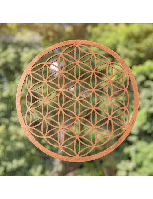 Blume des Lebens - aus Holz - 22 cm, dunkelbraun - 3er Pack