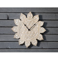 Wanduhr - Energie Uhr - Lebensblume - Mangoholz - 38 cm