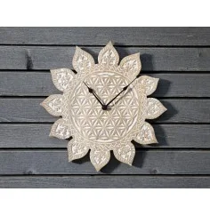 Wanduhr - Energie Uhr - Lebensblume - Mangoholz - 38 cm