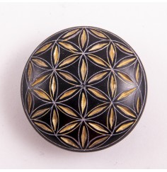 Handschmeichler - Lebensblume - schwarz/gold - Speckstein - 4,5cm