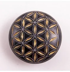 Handschmeichler - Lebensblume - schwarz/gold - Speckstein - 4,5cm