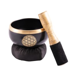 Klangschalen Set - Blume des Lebens - 3tlg schwarz - gold