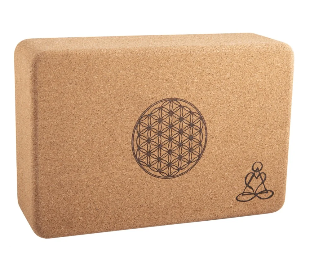 Yogablock - aus Kork - Blume des Lebens - Mandala - 23x15x7cm