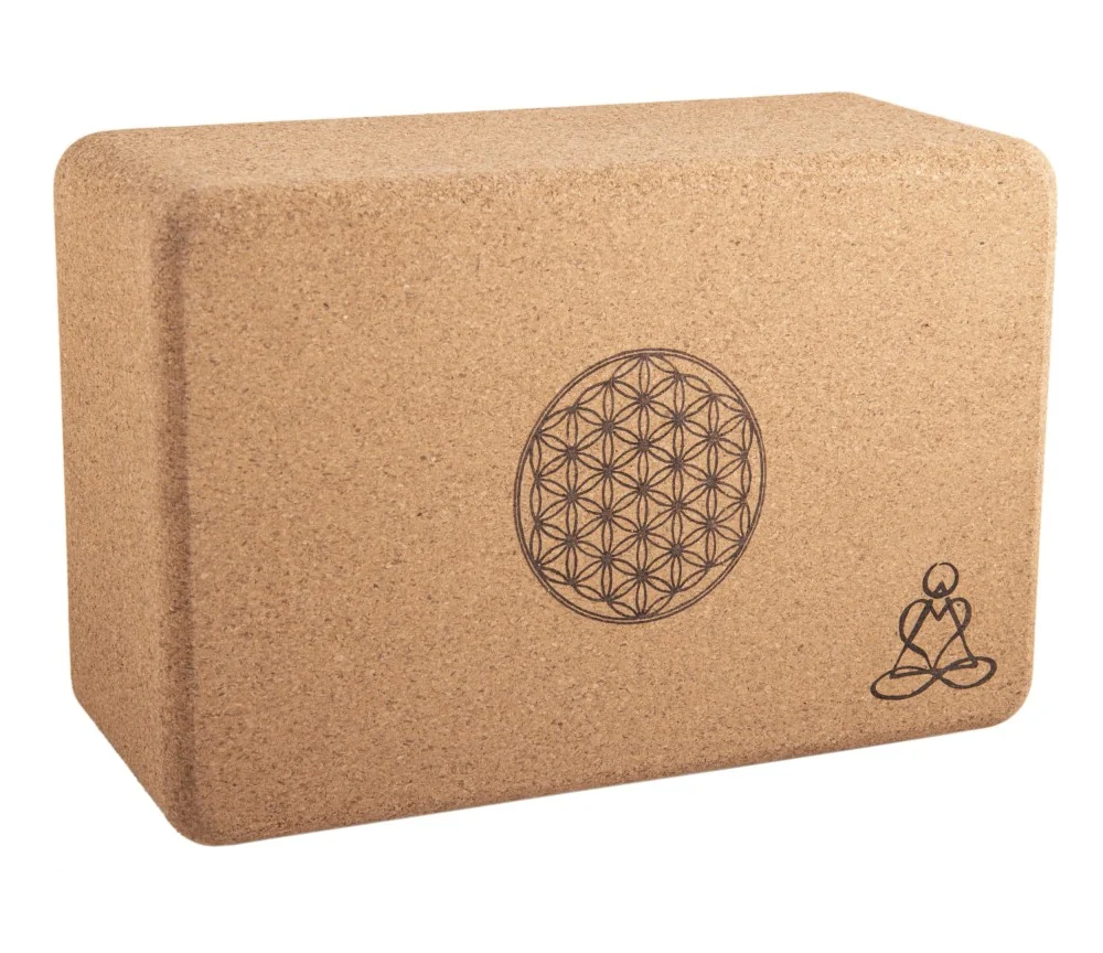 Yogablock - aus Kork - Blume des Lebens - Mandala - 23x15x10cm