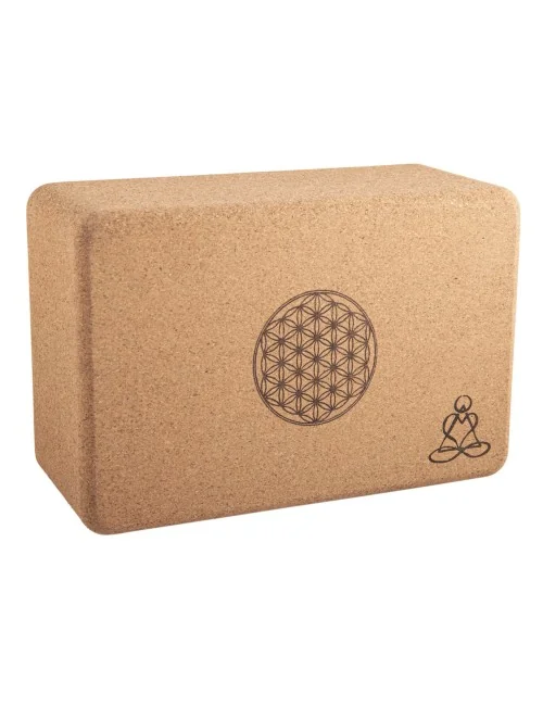 Yogablock - aus Kork - Blume des Lebens - Mandala - 23x15x10cm