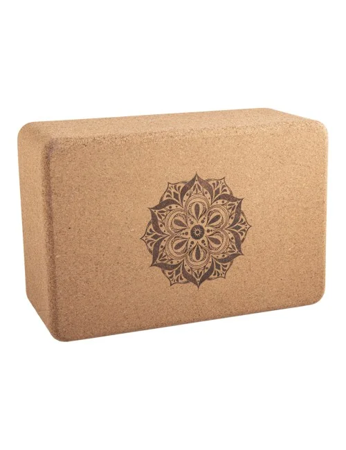 Yogablock - aus Kork - Blume des Lebens - Mandala - 23x15x10cm