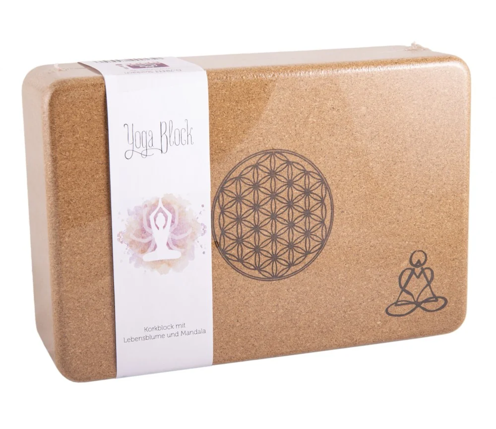 Yogablock - aus Kork - Blume des Lebens - Mandala - 23x15x7cm