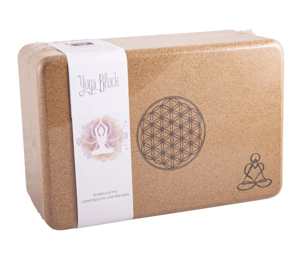 Yogablock - aus Kork - Blume des Lebens - Mandala - 23x15x10cm