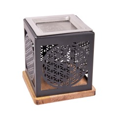 Räuchergefäß - Blume des Lebens- mit Sieb für Teelichter-schwarz