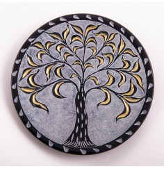 Räucherstäbchenhalter - Lebensbaum rund - schwarz/gold ca.13cm