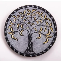 Räucherstäbchenhalter - Lebensbaum rund - schwarz/gold ca.13cm