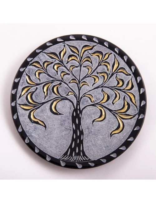 Räucherstäbchenhalter - Lebensbaum rund - schwarz/gold ca.13cm