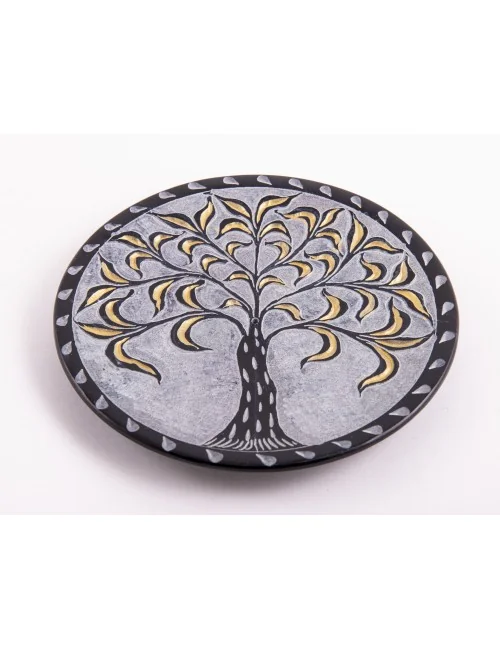 Räucherstäbchenhalter - Lebensbaum rund - schwarz/gold ca.13cm