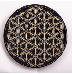 Räucherstäbchenhalter - Blume des Lebens rund - schwarz/gold ca.13cm