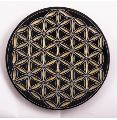 Räucherstäbchenhalter - Blume des Lebens rund - schwarz/gold ca.13cm