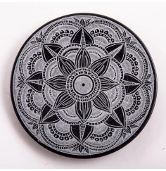 Räucherstäbchenhalter - Mandala - rund - Speckstein - ca.10,5 cm