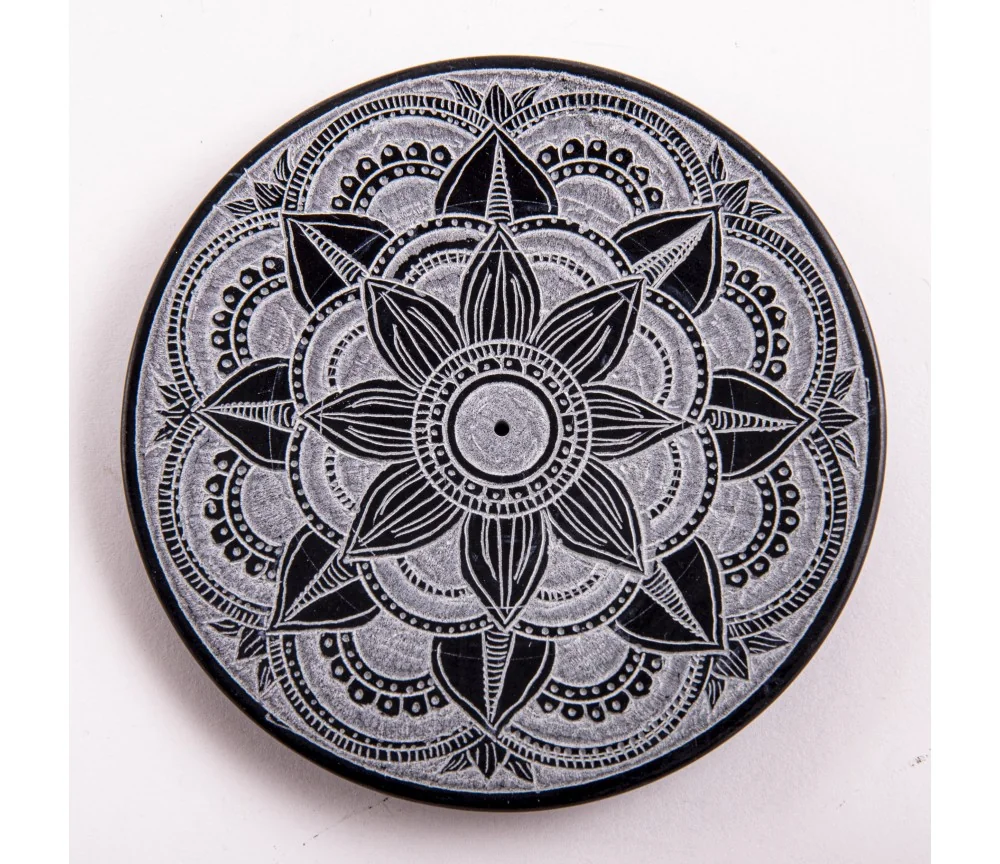 Räucherstäbchenhalter - Mandala - rund - Speckstein - ca.10,5 cm