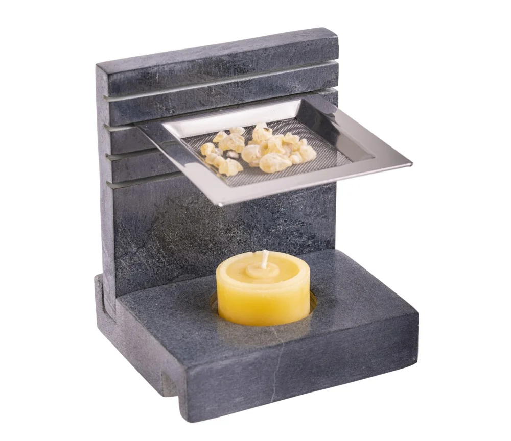 Räuchergefäß - mit Sieb für Teelichter - höhenverstellbar -4eckig - Speckstein