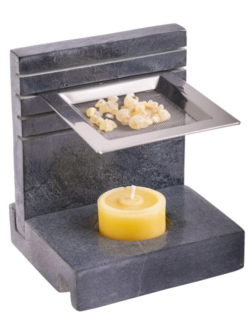 Räuchergefäß - mit Sieb für Teelichter - höhenverstellbar -4eckig - Speckstein