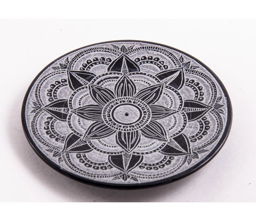 Räucherstäbchenhalter - Mandala - rund - Speckstein - ca.10,5 cm