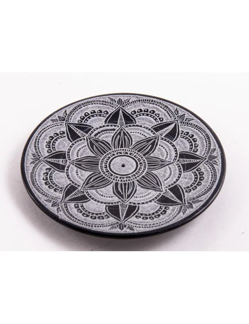 Räucherstäbchenhalter - Mandala - rund - Speckstein - ca.10,5 cm