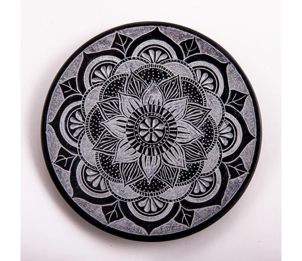 Räucherstäbchenhalter - Mandala - rund - Speckstein - ca. 13 cm