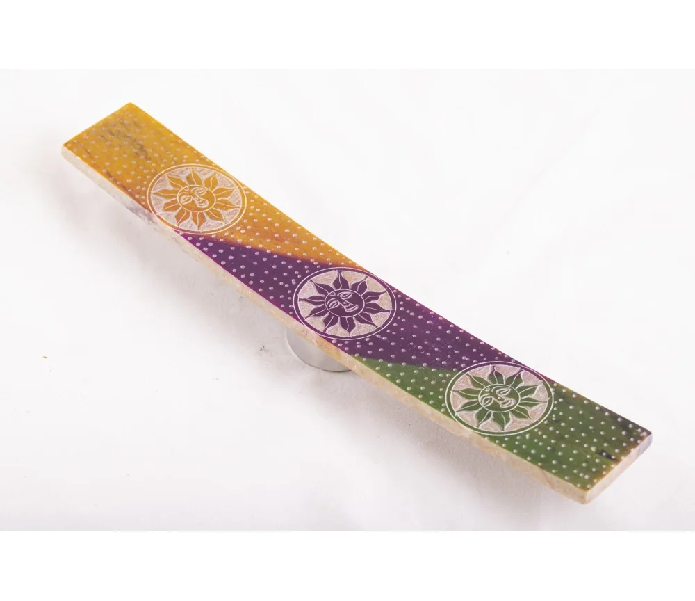 Räucherstäbchenhalter - Happy Sun - bunter Speckstein 25,5x4cm