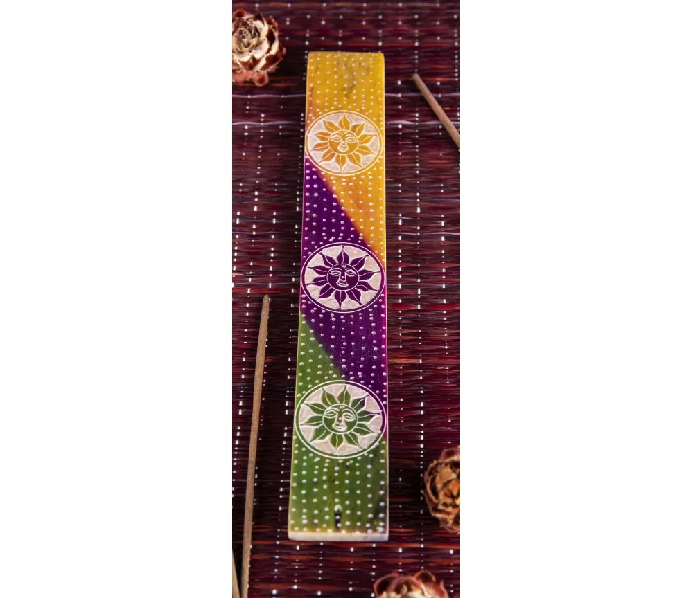 Räucherstäbchenhalter - Happy Sun - bunter Speckstein 25,5x4cm
