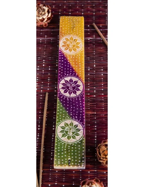 Räucherstäbchenhalter - Happy Sun - bunter Speckstein 25,5x4cm