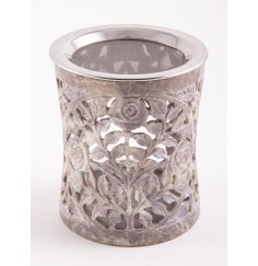 Räuchergefäß - Tripuri - mit Sieb - für Teelichter- Speckstein- 10x 8,5cm