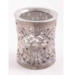 Räuchergefäß - Tripuri - mit Sieb - für Teelichter- Speckstein- 10x 8,5cm