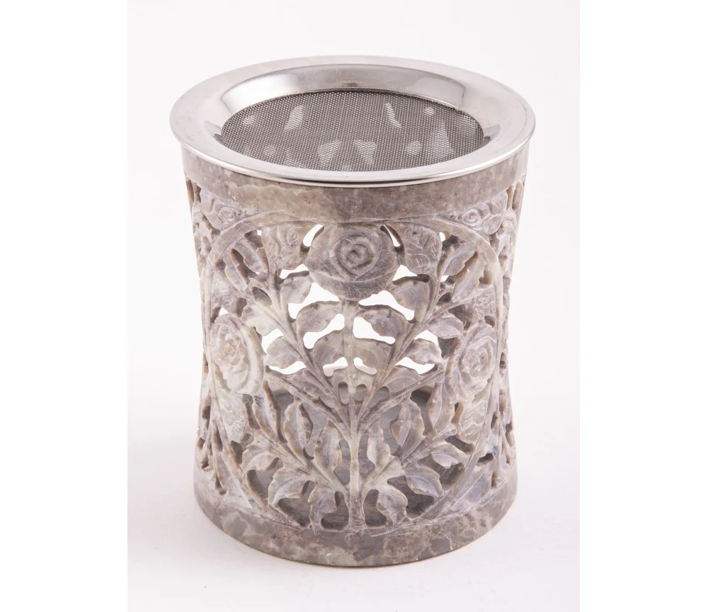 Räuchergefäß - Tripuri - mit Sieb - für Teelichter- Speckstein- 10x 8,5cm