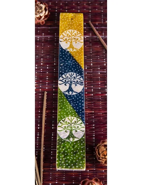 Räucherstäbchenhalter - Bunter Lebensbaum - Speckstein 25,5x4cm