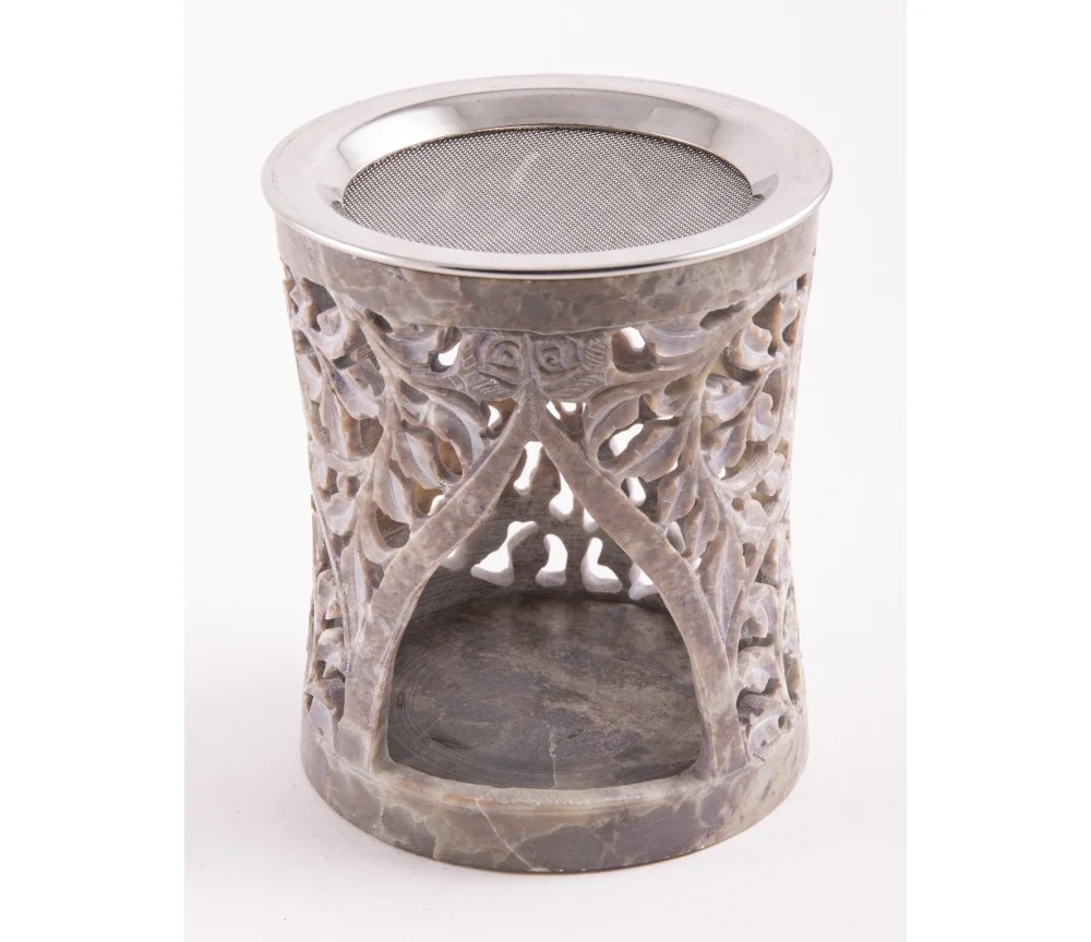 Räuchergefäß - Tripuri - mit Sieb - für Teelichter- Speckstein- 10x 8,5cm