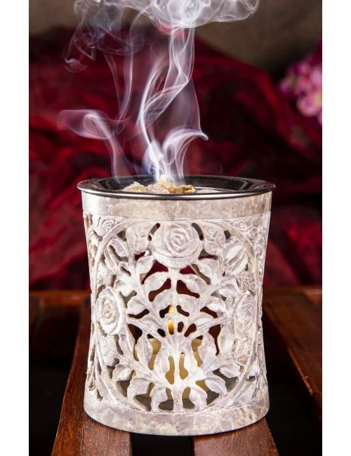Räuchergefäß - Tripuri - mit Sieb - für Teelichter- Speckstein- 10x 8,5cm