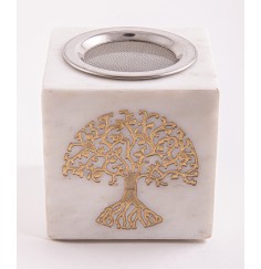 Räuchergefäß & Aromalampe - 2in1- Lebensbaum gold mit Sieb - Marmor