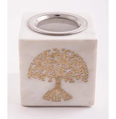 Räuchergefäß & Aromalampe - 2in1- Lebensbaum gold mit Sieb - Marmor