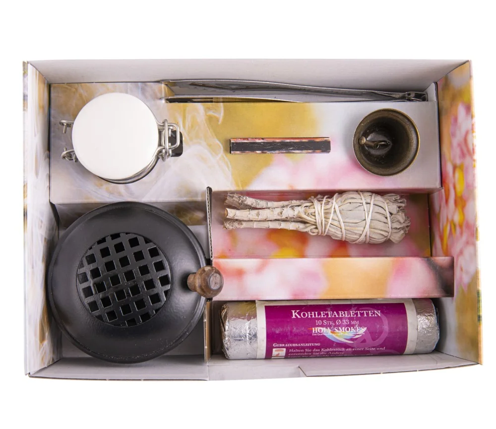 Räucherware - Energetische Hausreinigung- 9 tlg. Set inkl. Räuchergefäß
