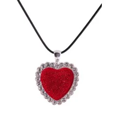 Kette mit Anhänger - Herzkraft mit gewachster Baumwollkette 50cm