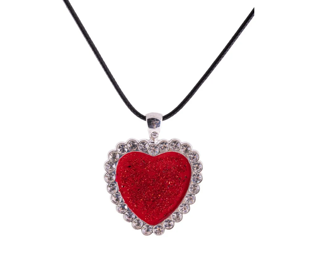 Kette mit Anhänger - Herzkraft mit gewachster Baumwollkette 50cm