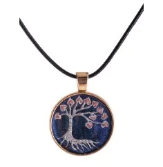 Kette mit Anhänger - Baum des Lebens, handgemalt, Edelstahl-45cm