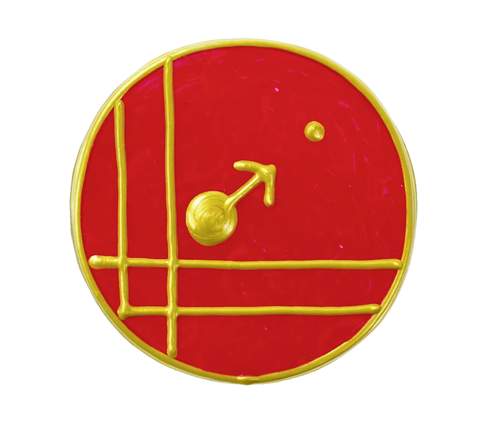 Ingrid Auer - Planetensymbol Mars - Handgefertigtes Symbol - Transparentfolie