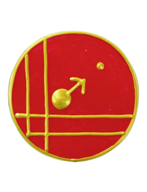 Ingrid Auer - Planetensymbol Mars - Handgefertigtes Symbol - Transparentfolie