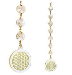 Hängende Dekoration - Fengshui - Fensterdekoration - Kristall - Blume des Lebens - Champagner