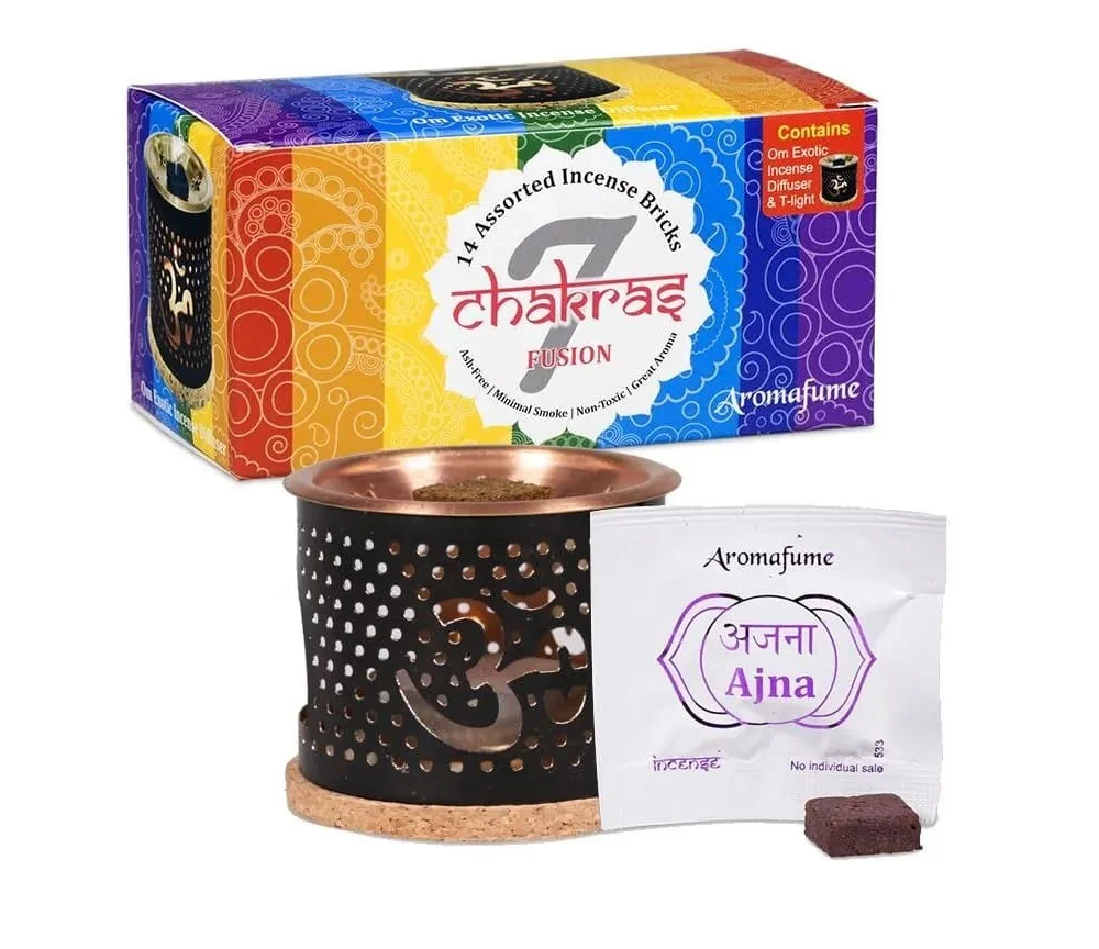 Teelichthalter - Aromafume - Chakra Fusion - Diffusor / Ständer inkl. Probierset der Weihrauch & Duftblöcke