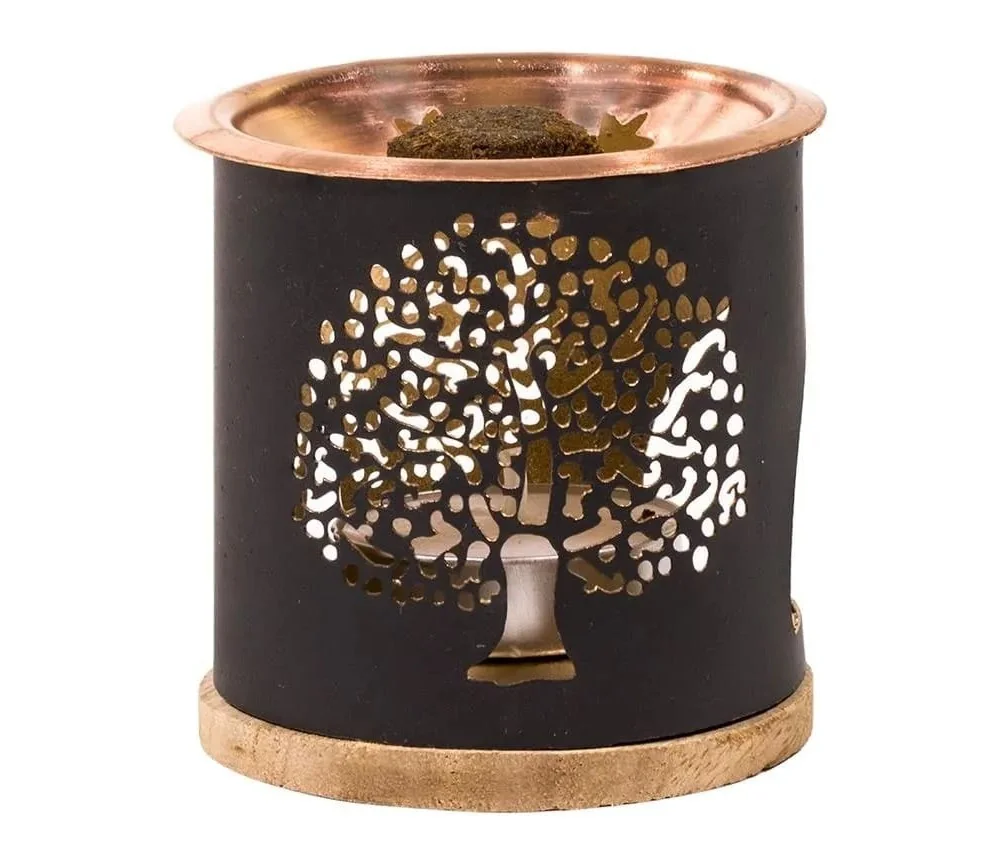 Teelichthalter - Aromafume - Exotic Incense Weihrauch Set - Diffusor / Ständer - Dekor: Baum des Lebens